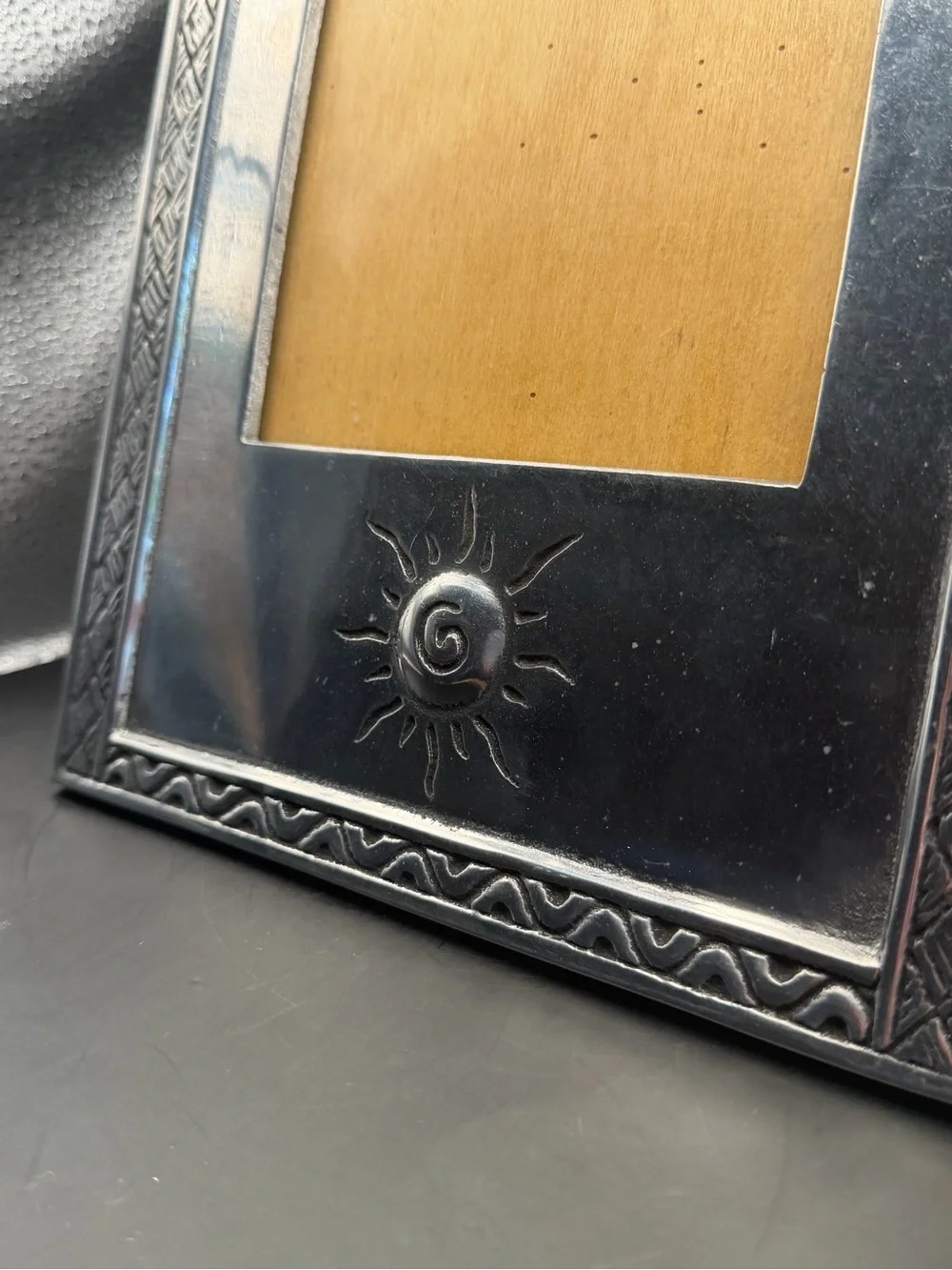 Silver Tone Sun Picture Frame 5x7 Tabletop Photo Frame Rustic Decor